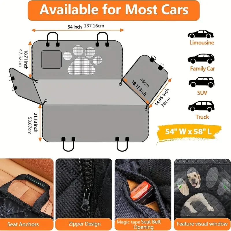 TravelGuard™ Universal Waterproof Pet Car Seat Cover & Hammock – Fits Cars, Trucks & SUVs